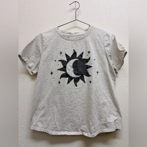 Mighty Fine Cream Tee with Celestial Graphic